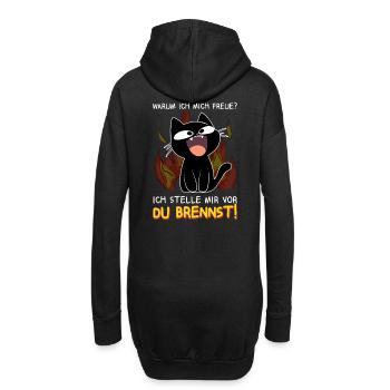 Ich stelle mir vor du brennst - Schwarze Katze - Hoodie-Kleid - Schwarz - Hinten