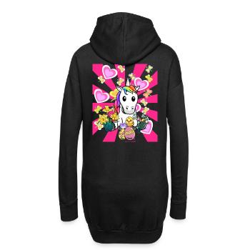 Ostern Einhorn Einhörner Küken Ostereier Retro - Hoodie-Kleid - Schwarz - Hinten
