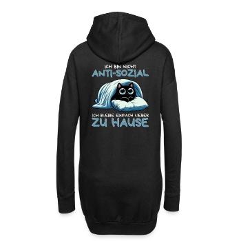 Ich bin nicht anti-sozial – nur gerne zu Hause - Hoodie-Kleid - Schwarz - Hinten