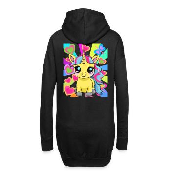 Retro Einhorn Einhörner Kinder Kind Pferd - Hoodie-Kleid - Schwarz - Hinten