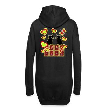 Retro Katzen Katzenfamilie Katze Kinder - Hoodie-Kleid - Schwarz - Hinten