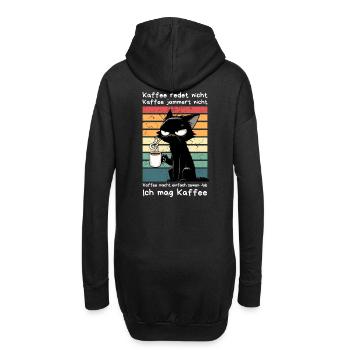 Genervte schwarze Katze mit Kaffee und Blick - Hoodie-Kleid - Schwarz - Hinten