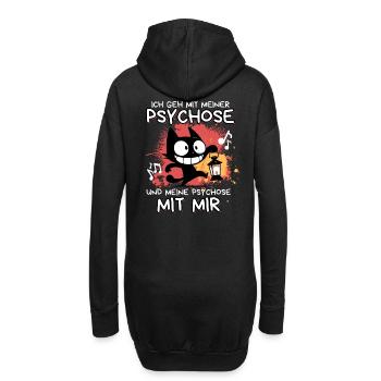 Psychose mit mir – Schwarze Katze mit Wahnsinn - Hoodie-Kleid - Schwarz - Hinten