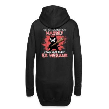 Hasse? Es heraus – Schwarzer Humor Katze - Hoodie-Kleid - Schwarz - Hinten