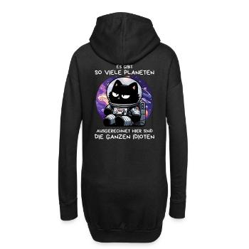 Misanthropische Katze im All – Space Mood Pur - Hoodie-Kleid - Schwarz - Hinten