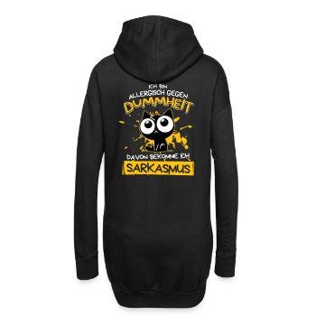 Allergisch gegen Dummheit – Sarkasmus Katze - Hoodie-Kleid - Schwarz - Hinten
