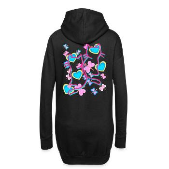 Retro Sommer Katze Katzen Vintage Kinder Kind - Hoodie-Kleid - Schwarz - Hinten
