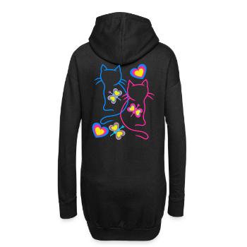 Chat Chats Rétro Vintage Années 80 Années 90 - Sweat-shirt à capuche long Femme - noir - Dos