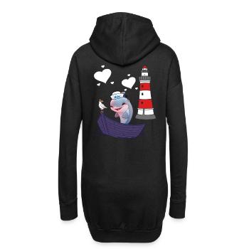 Delphin Fisch Fische maritim Kinder Kind Boot - Hoodie-Kleid - Schwarz - Hinten