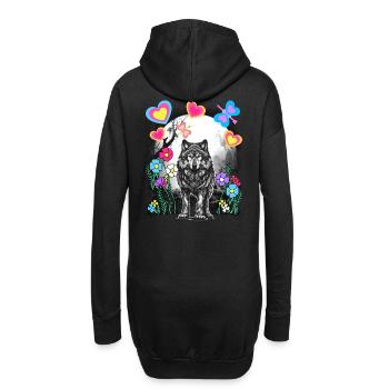 Retro Wolf Wölfe Märchen Märchenfigur Vintage - Hoodie-Kleid - Schwarz - Hinten