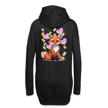 Fuchs Füchse Retro Vintage Kinder Kind Märchen - Hoodie-Kleid - Schwarz - Hinten