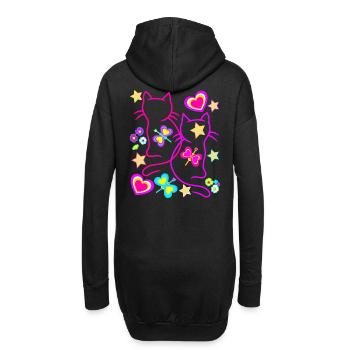 Katzen Katze Retro Vintage 80er 90er Kinder - Hoodie-Kleid - Schwarz - Hinten