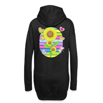 Sonnenblume Sonnenblumen Retro Blume Garten - Hoodie-Kleid - Schwarz - Hinten