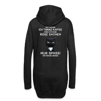 Schwarze Katze mit Kaffee und Todesblick - Hoodie-Kleid - Schwarz - Hinten