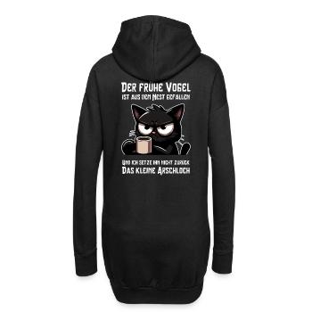 Kaffee, Genervtheit, Katze – Mehr Sarkasmus bitte - Hoodie-Kleid - Schwarz - Hinten
