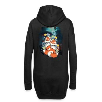 Animaux de la forêt, renards, renards, forêt, animaux sauvages - Sweat-shirt à capuche long Femme - noir - Dos