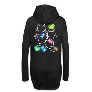 Enfants, Chats, Chats, Chatons, Tout-petits, Bébé - Sweat-shirt à capuche long Femme - noir - Dos