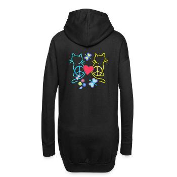 Retro Hippie Katzen Peace Katze Vintage Hippies - Hoodie-Kleid - Schwarz - Hinten