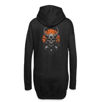 Crâne de démon avec cornes et armes - Sweat-shirt à capuche long Femme - noir - Dos