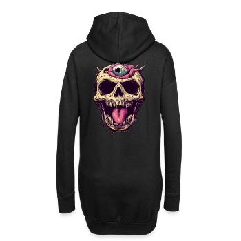 Ekelhafter Zombie Schädel mit Auge und Zunge - Hoodie-Kleid - Schwarz - Hinten