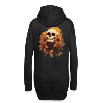 Herbstlicher Schädel mit Blumen - Hoodie-Kleid - Schwarz - Hinten