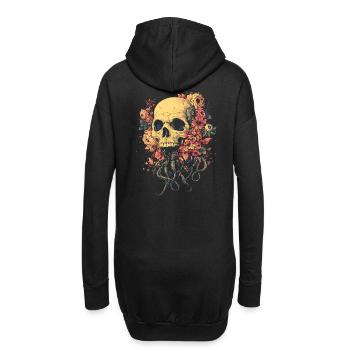 Crâne de fleur avec racines et tentacules - Sweat-shirt à capuche long Femme - noir - Dos