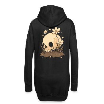 Mignon crâne avec prairie fleurie - Sweat-shirt à capuche long Femme - noir - Dos