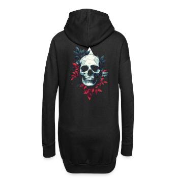 Crâne géométrique avec des feuilles - Sweat-shirt à capuche long Femme - noir - Dos