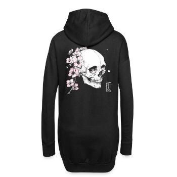 Crâne de cerisier en fleur de cerisier de style japonais - Sweat-shirt à capuche long Femme - noir - Dos