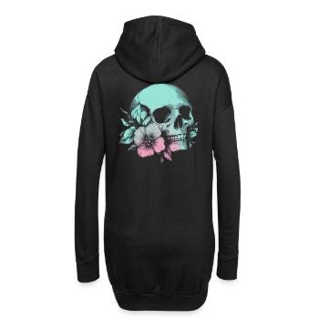 Crâne pastel avec fleur et style - Sweat-shirt à capuche long Femme - noir - Dos