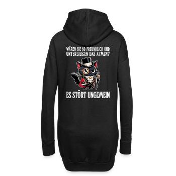 Ihr Atmen stört – Zynische Katze im Adel-Look - Hoodie-Kleid - Schwarz - Hinten