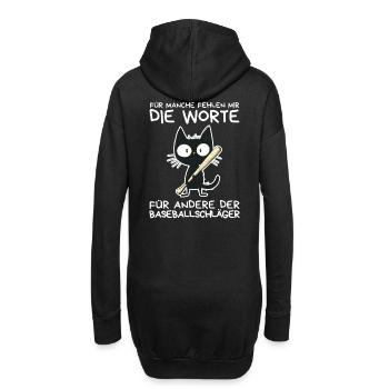 Schwarze Katze mit frechem Spruch & Schläger - Hoodie-Kleid - Schwarz - Hinten