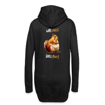 Was Nuss, das Nuss - Lustiger Eichhörnchen Spruch - Hoodie-Kleid - Schwarz - Hinten