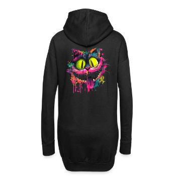 Bunte Psychedelische Grinsekatze Street Art Style - Hoodie-Kleid - Schwarz - Hinten