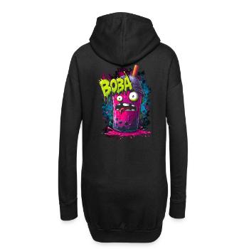 Boba Tea Monster im bunten Graffiti Street Style - Hoodie-Kleid - Schwarz - Hinten