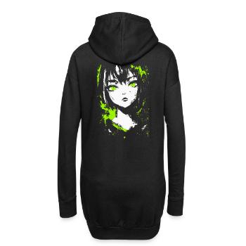 Grunge Anime Girl - Look néon pour une esthétique sombre - Sweat-shirt à capuche long Femme - noir - Dos