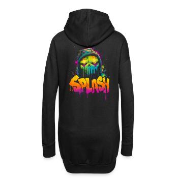 Splash Skull Neon Graffiti Street Art Pull Sweat à capuche Lo - Sweat-shirt à capuche long Femme - noir - Dos