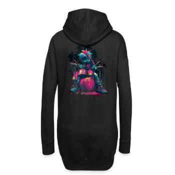 Bunter Drummer Comic Stil Splash Art Design - Hoodie-Kleid - Schwarz - Hinten