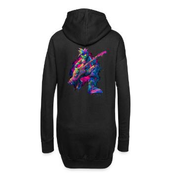 Bunter Rocker Comic Style Streetart Grafik - Hoodie-Kleid - Schwarz - Hinten