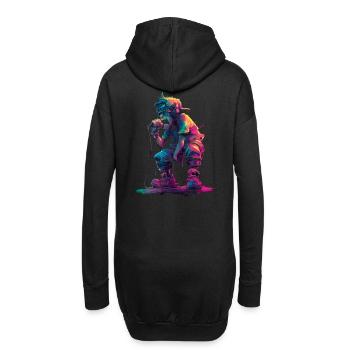 Coloré Rappeur Style Bande Dessinée Musique Urbaine Graphique - Sweat-shirt à capuche long Femme - noir - Dos
