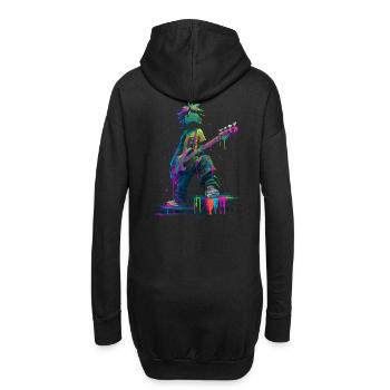Comic Bassist Streetart Buntes Musikdesign - Hoodie-Kleid - Schwarz - Hinten