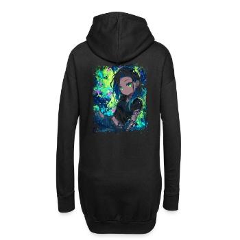 Tattoo Anime Girl – Neon Streetstyle Manga Woman - Sweat-shirt à capuche long Femme - noir - Dos