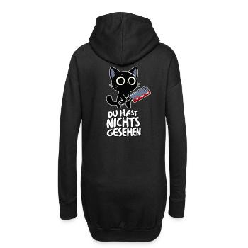 Du hast nichts gesehen - Süße Katze mit Messer - Hoodie-Kleid - Schwarz - Hinten