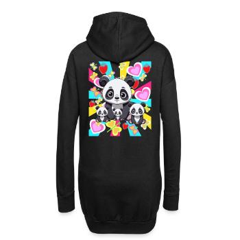Rétro Panda Famille Enfants Teen Ours Asie Ours - Sweat-shirt à capuche long Femme - noir - Dos