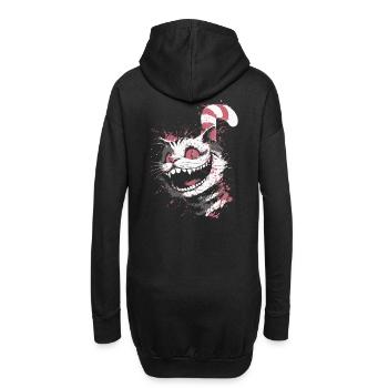 Psycho Katze Design – verrückter Grinsekatze Look - Hoodie-Kleid - Schwarz - Hinten