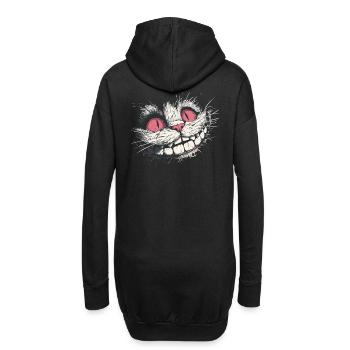 Verrücktes Grinsekatzen-Gesicht – Dark Art Style - Hoodie-Kleid - Schwarz - Hinten