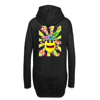 Retro Zitrone Kinder Kind Mädchen Jungen Obst - Hoodie-Kleid - Schwarz - Hinten