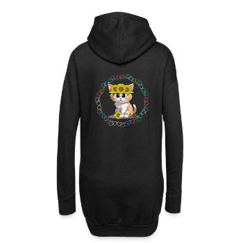 Chat Rétro Chats Enfants Enfant Tournesols - Sweat-shirt à capuche long Femme - noir - Dos