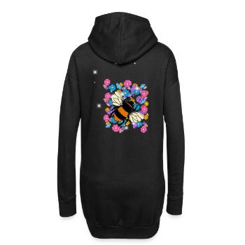 Retro Biene Bienen Hummel Blume Kinder - Hoodie-Kleid - Schwarz - Hinten