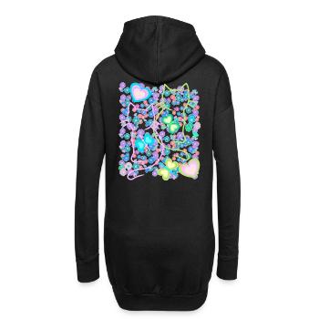 Chat Floral Rétro Chats Fille Enfant - Sweat-shirt à capuche long Femme - noir - Dos